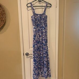 Pink Lily Blue and White Floral Maxi Dress